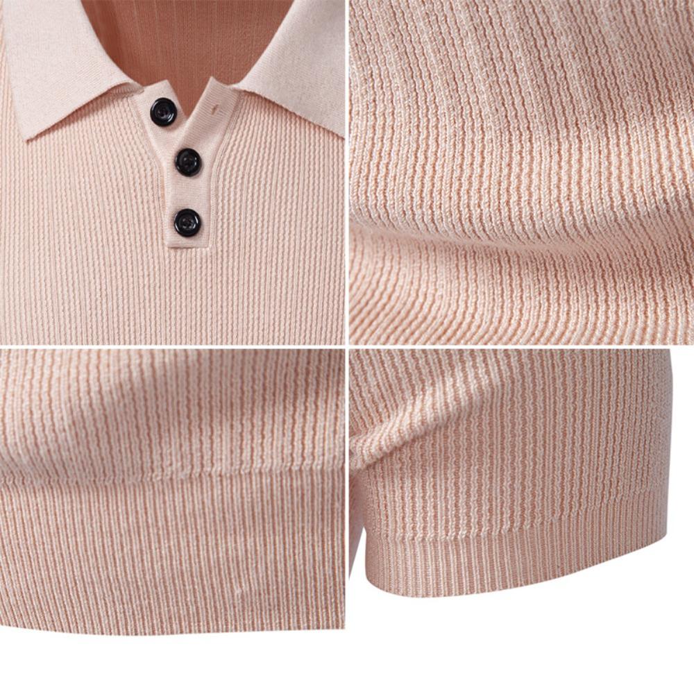 Men's Collared Short-sleeved Knitted T-shirt