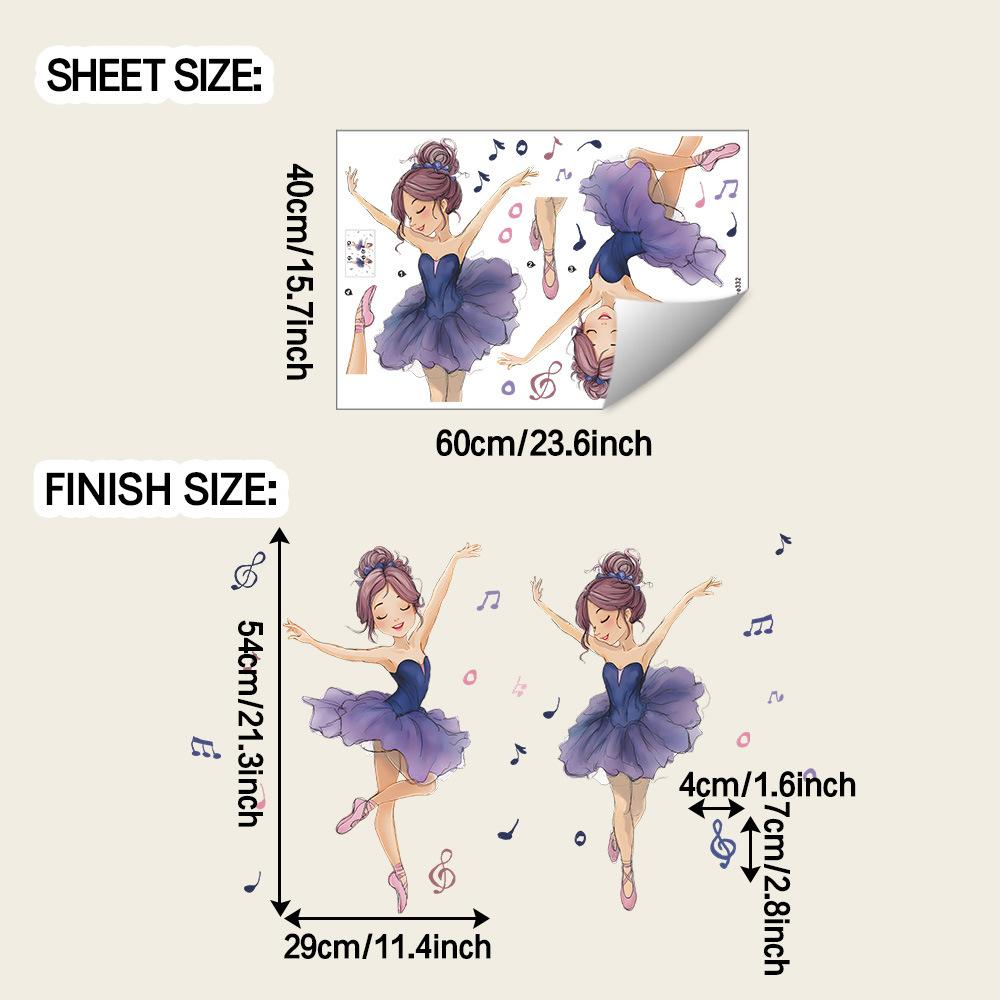 

Мультяшные две балерины Заметка Наклейки для украшения стен дома в детской комнате