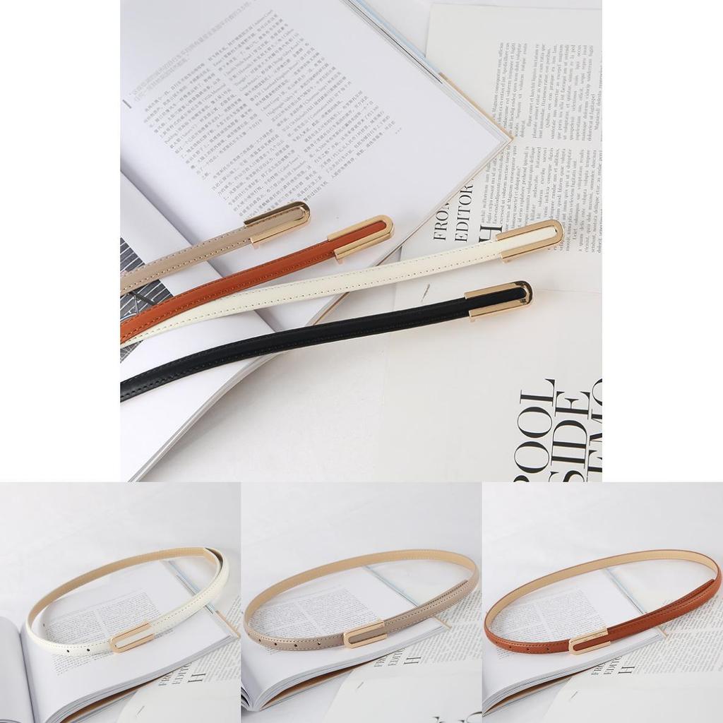 Womens Thin Pu Belt With Metal Button For Office And Casual Looks