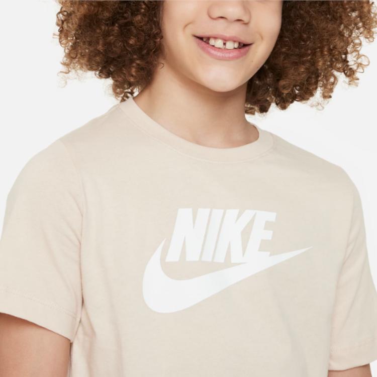 Nike Kids Sportswear Logo Print Crew Neck T-Shirt Kids Tops Khaki AR5252-126