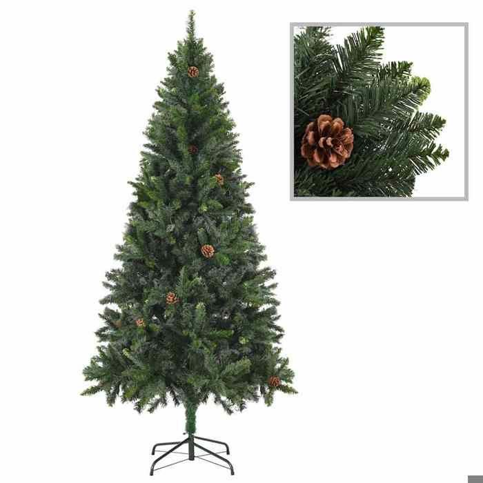 Maison Exclusive - Arbre de Noël artificiel pré-éclairé et boules vert 210 cm