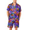 Herren Kurzarm-Pyjama-Set Button-Down-Hemd mit Saum und passender Hose Weiche Freizeit-Schlafkleidung Erhältlich in den Größen S bis XXXXL