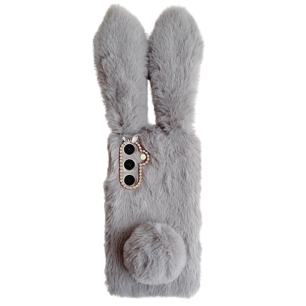 Für Samsung Galaxy S25 Hülle Plüsch Niedlicher Hase Winter Flauschig TPU Handyhülle