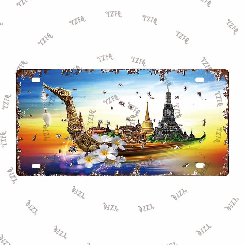 Thailand City Metal Sign Tin Poster 30X15CM Vintage Plate Tourist Souvenirs Wall Bar Home Decor Gift Customizable DC-0314A