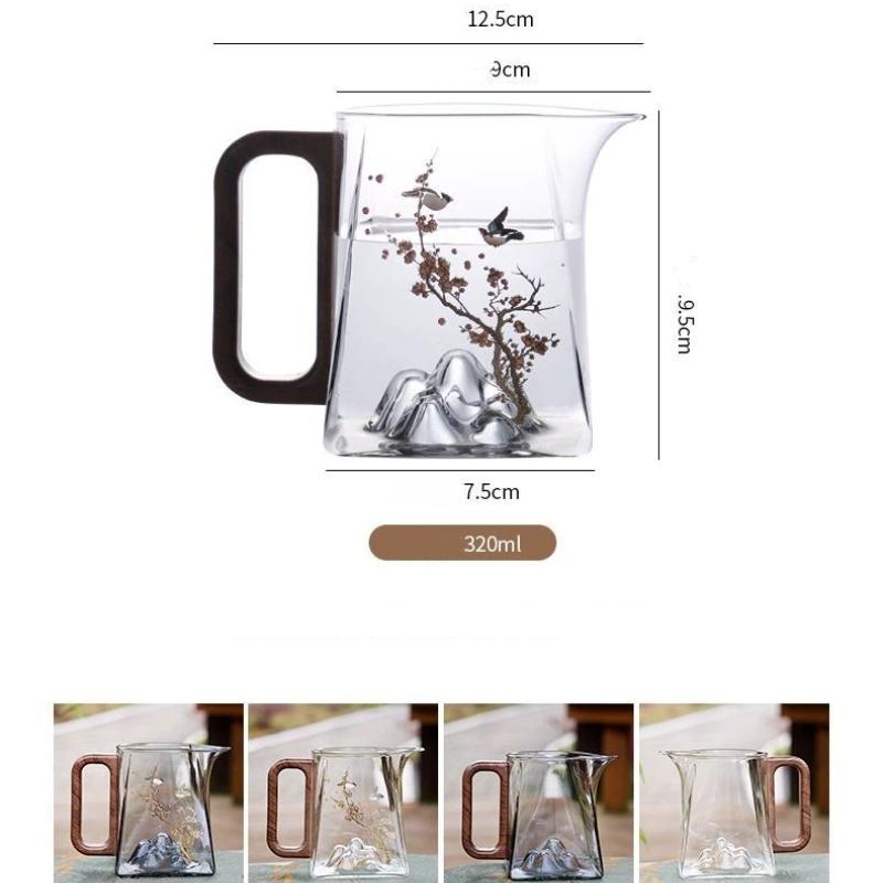 Japansk värmebeständig tekanna i glas med handtag & rättvisekopp – Glas teservis för bryggning
