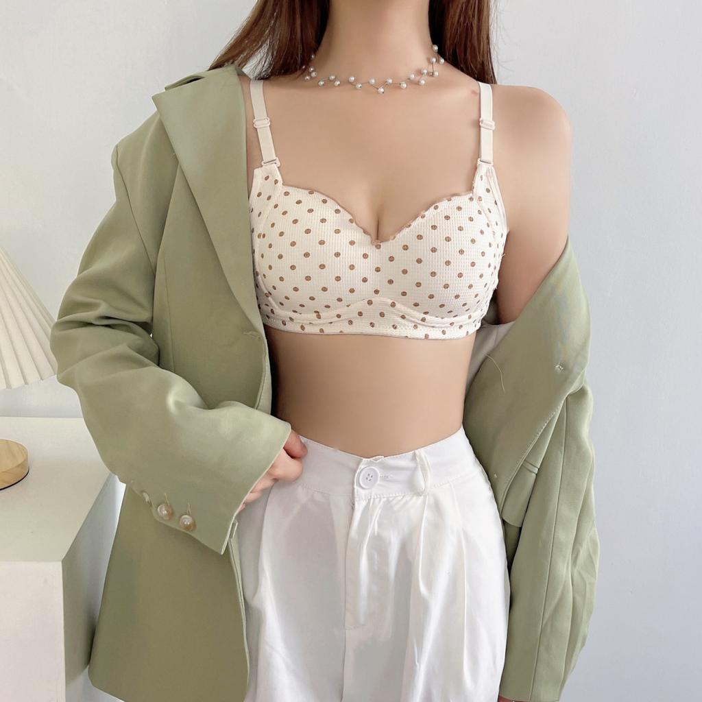 Sweet Breathable Girlish Style Push-Up Bra Wire-Free Seamless One-Piece Thin Cup Underwear