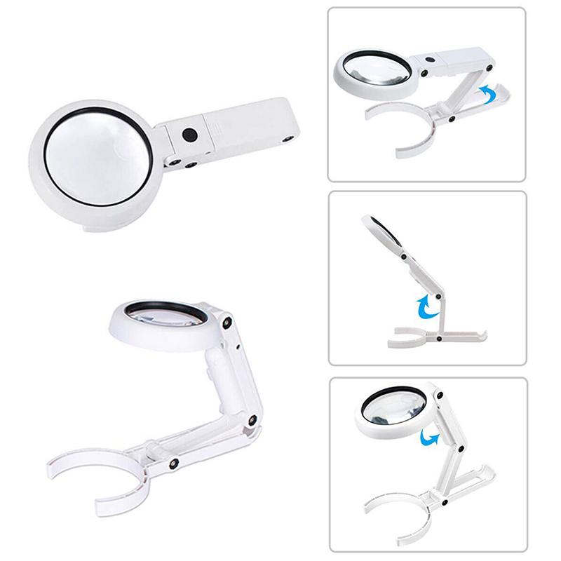 Table de bureau Handhelds Loupe éclairée Bijoux Loupe 8 lumières LED