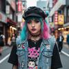 Beret w kratkę Spice Cross Harajuku Czapka punkowa w ciemną kratę Berety damskie męskie Konwent anime