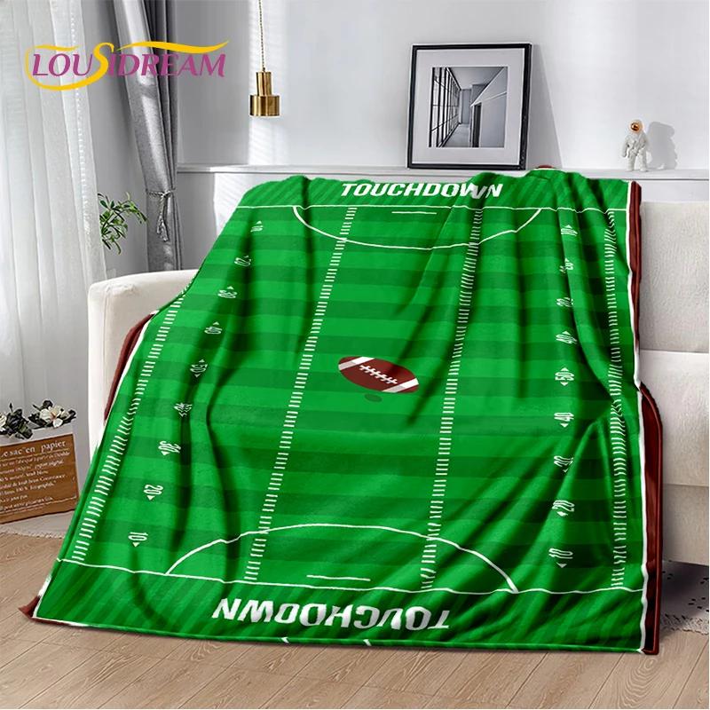 Rugby Field Rugby 2025 Style New American Football Cartoon Soft Blanket,Soft Throw Blanket for Home Bedroom Bed Sofa Travel Kids