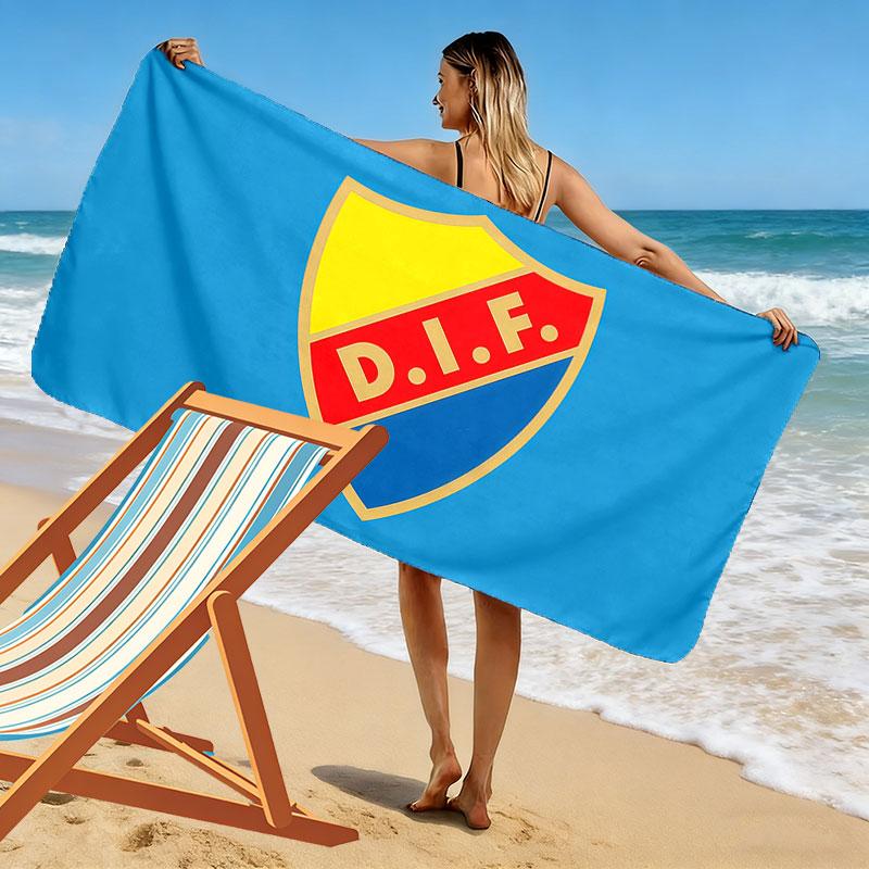 Djurgardens IF Print Beach Towel, Large Soft Quick Dry Towel for Beach Camping Swimming