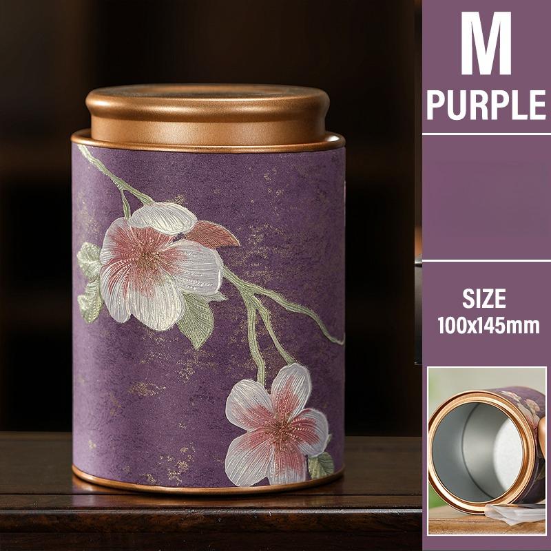 Flower Pattern Empty Tea Tin Can Household Green Black Tea Sealed Jar Spice Jars Small Packaging Gift Box Tinplate Storage Can