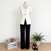 Eleganter Damen-Blazer mit einem Knopf, V-Ausschnitt, kurzen Ärmeln für das Büro