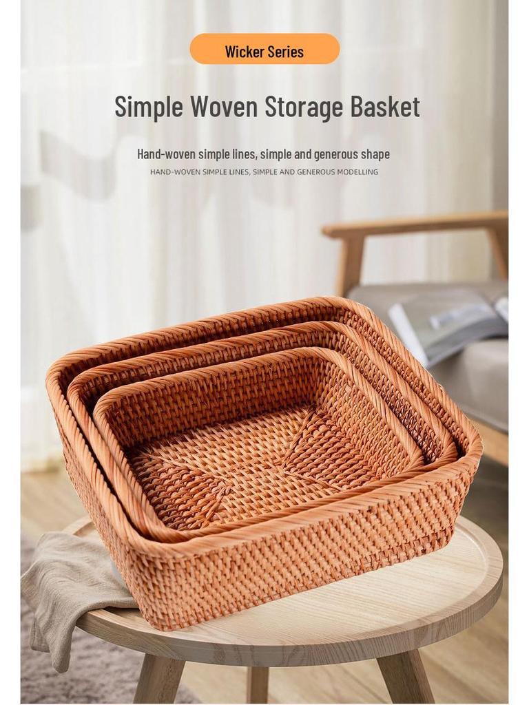 Vietnamese Handmade Woven Autumn Vine Basket for Snacks, Fruit, or Candy - Perfect for Living Room or Coffee Table.