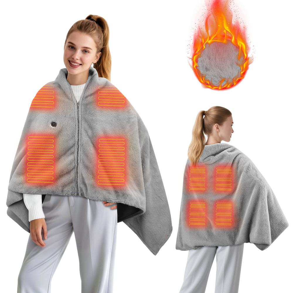 USB Heated Wearable Shawl Electric Blanket 3 Speed Temperature Heating Blanket Shawl For Winter Warm Wrap Brace Soft Velvet Cape