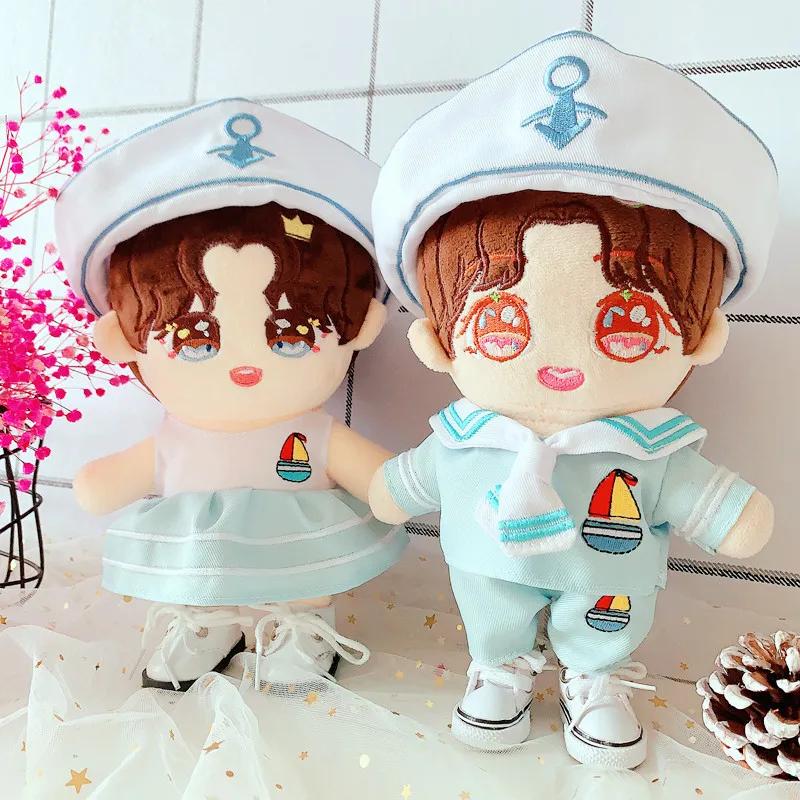 20cm Doll Clothes Lovely Hat Navy Uniform Suit Outfit Dolls Accessories for Korea Kpop EXO Cotton Idol Dolls Present DIY Playthings
