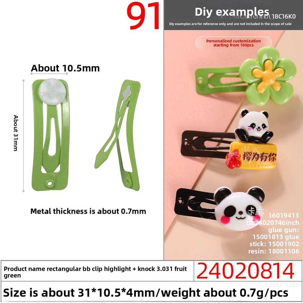 Mini Quadrat Pulverbeschichtet Hochglänzend Bb-Halter Niedlicher Kinder Macaron Bunter Bye-bye-Halter Handgefertigtes Haaraccessoire
