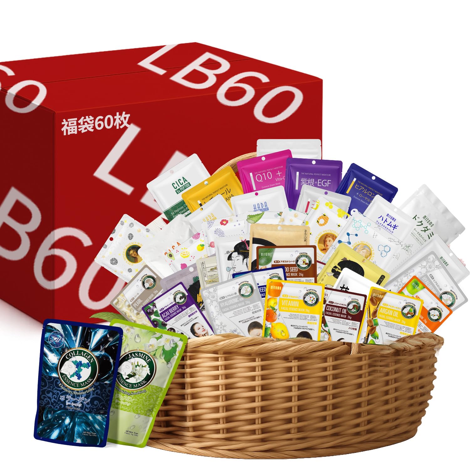 

MITOMO Выгодный Лаки Бэг Лаки Бэг Увлажняющая Маска для Лица Большого Объема Случайно выбрано из всех продуктов 60 штук [LBKL000060]