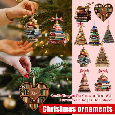Christmas Book Tree Ornament ACRYLIC, Book Gift, Book Lover Gift, Book Ornament, Book Gift, Book Lover Gift, Librarian Gift
