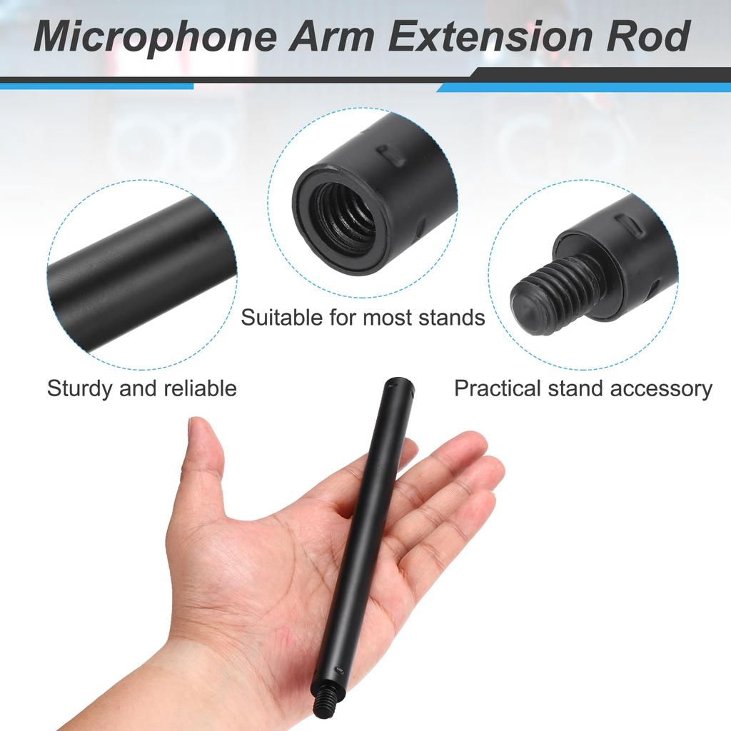 Uxcell Metal Microphone Stand Extension Pipe, 38-inch Male To 38-inch Female, Microphone Extension Rod, 17.32 X 0.6 Inches, Black