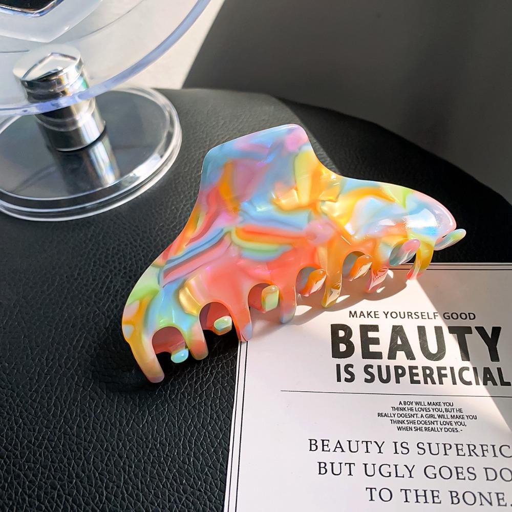 Hair Clip Fresh Acetate Hair Claw Solid Color Tortoiseshell Hair Claw Printing Shark Clip  Girls