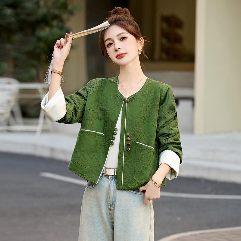 

2025 Women s Spring/Autumn Jacquard Jacket - Stylish Chinese National Style, C8766 M (95-110 jin)