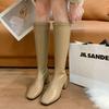 Fashion Elegant  Women's Boots Soft High-heeled Knee Shoes Fashionable Versatile Autumn Winter Warm Snow New  Style Thick-heeled Shoes