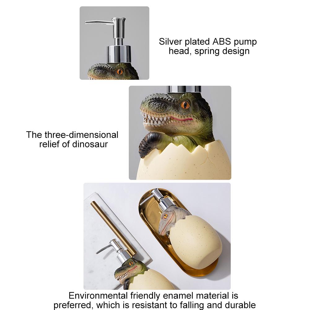 Bathroom Liquid Soap Dispensers Reusable Hand Pump Dispenser Bottle Cute Dinosaur Bottle Prevent Leakage for Cosmetics Detergent