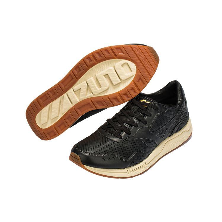 Mizuno Leather Casual Low-Top Running Shoes Men Sneaker Black Brown White D1GH200802