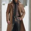 Giacca a vento lunga da uomo in pelle PU con bavero per abbigliamento Cosplay in vendita
