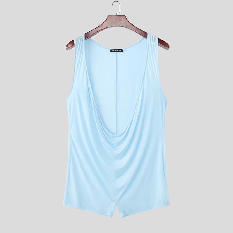 INCERUN Men Sleeveless Deep V Fitted Bodysuits One Piece Jumpsuits Underwear