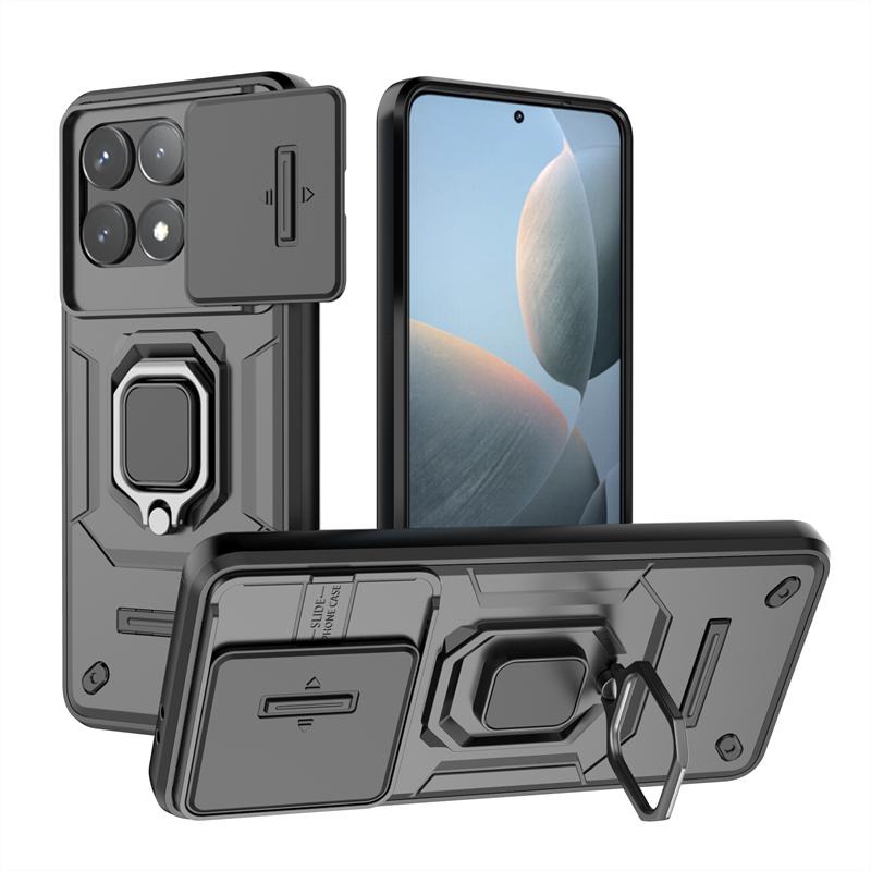 For Xiaomi Redmi K70 Pro Case Magnetic Ring Car Holder Phone Case For Xiaomi redmi K70 K70Pro K70E Slide Camera Armor Back Cover