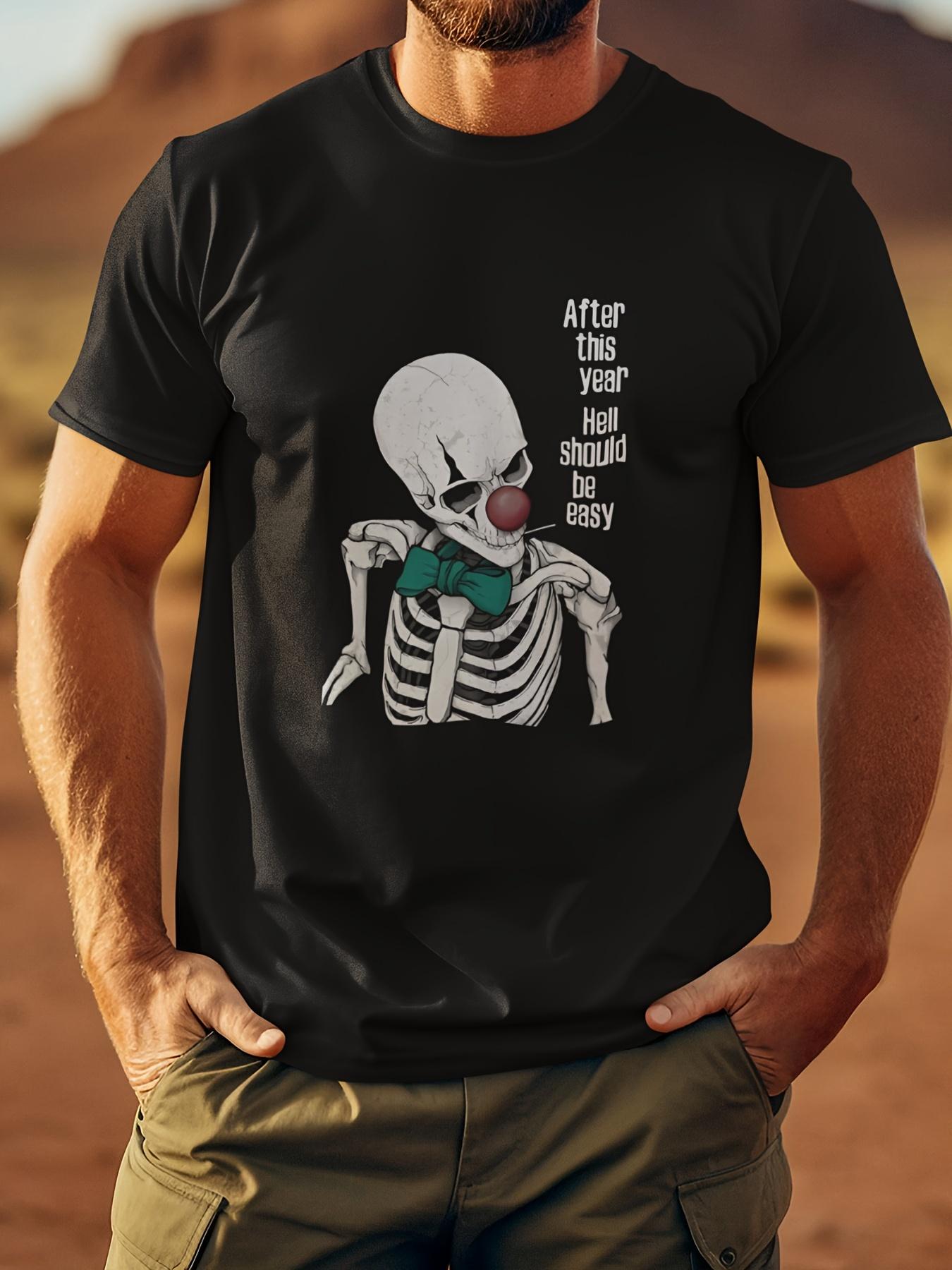 Mens 100 Cotton TShirt Skull Print with After Party Should Be Easy Slogan Breathable Comfortable Round Neck S