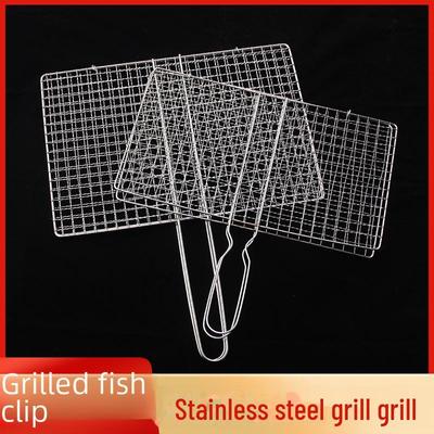 Grille de barbecue en acier inoxydable épais et pince à légumes, grille de grille de ménage jetable