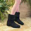 Sheepskin version~ Korean retro square head push boots short boots women's 2025 new thick heel western cowboy boots Martin boots