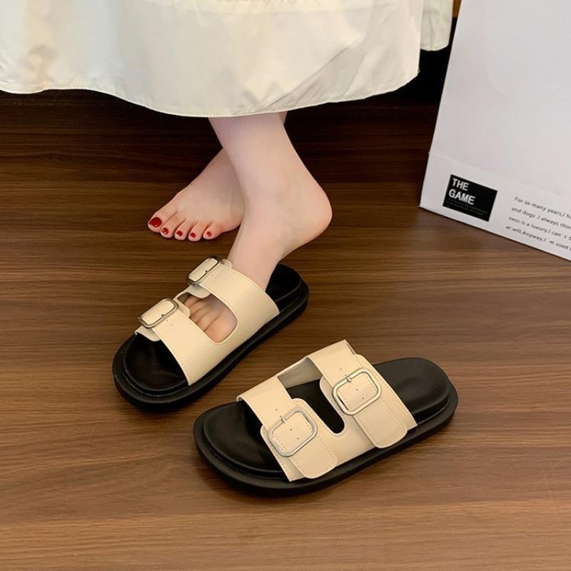 Fashion Beach Shoes Womens Slippers Outdoor Pantofle Slides Platform Low Fashion Sabot 2025 Luxury Rubber Hoof Heels PU Rome Slippers