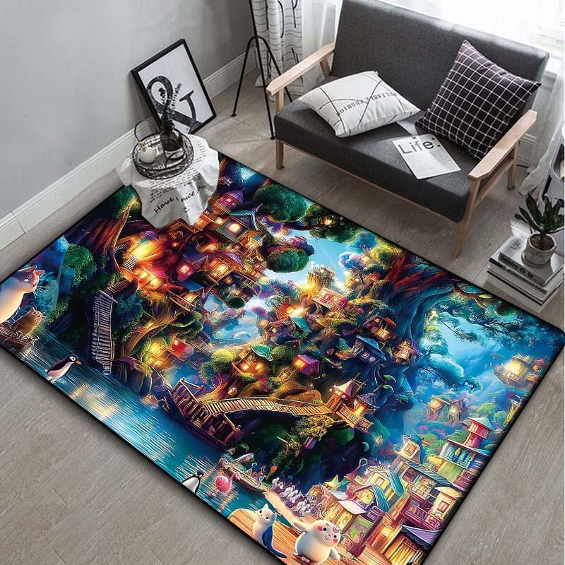 Boat Cats Dogs Lake Area Rug, Pet Scenery Floor Mat
