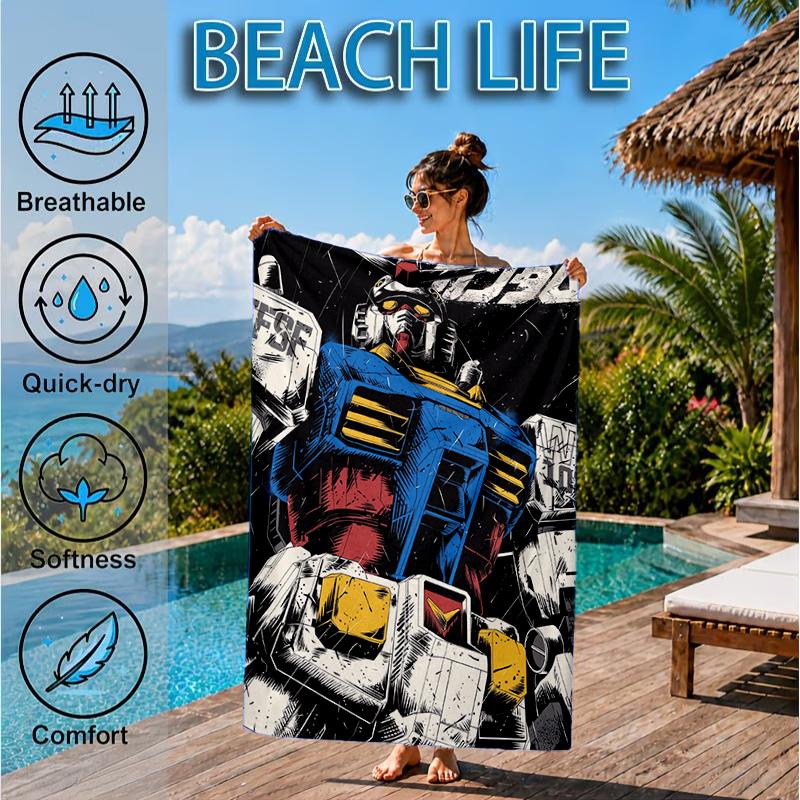 Robotic Warrior Design Beach Towel, Microfiber Beach Towel, Perfect For Pool, Beach, Travel, Home Decor Beach Party Fan gifts