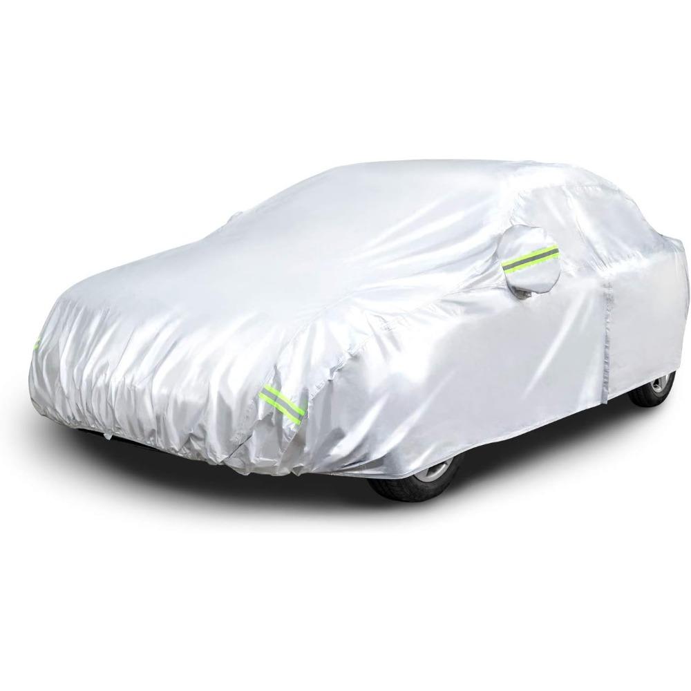 Basics Silver Weatherproof Car Cover - 150D Oxford, Sedans Up To 200"