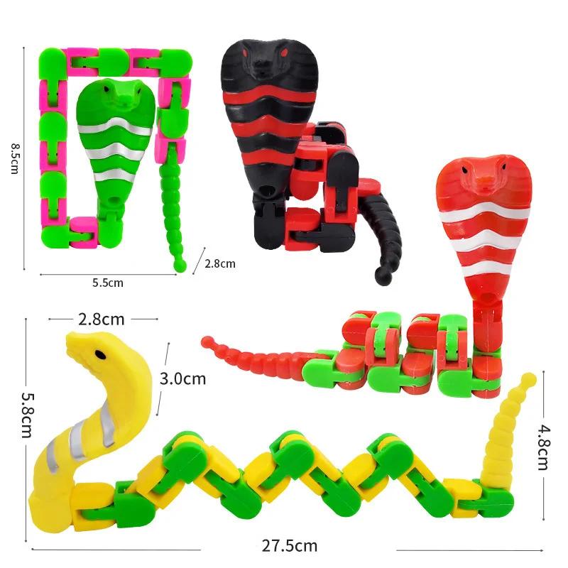2PC Kids Chain Snake Versatile Mechanical Fingertip Rotating Hand Ring Snake Stress Relief Fidget Aduls Autism Decompression Toy