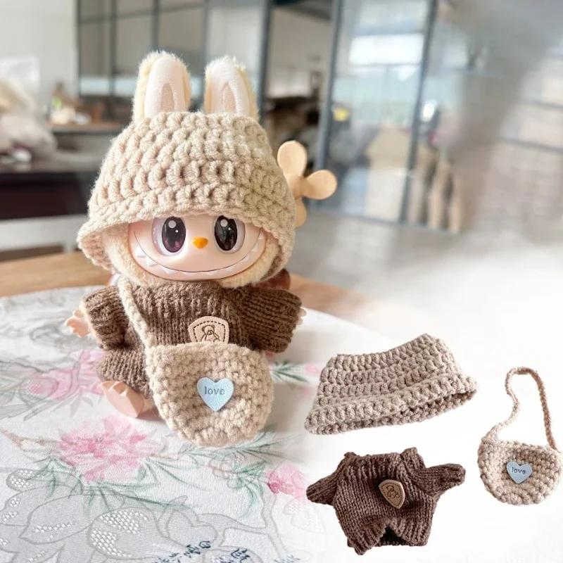 

LABUBU Универсальная детская одежда, Кукольный милый новогодний набор, Аксессуары для DIY, Рождественские подарки, Аксессуары для кукол Popmart Bubble Mart Без кукол No Dolls коричневый