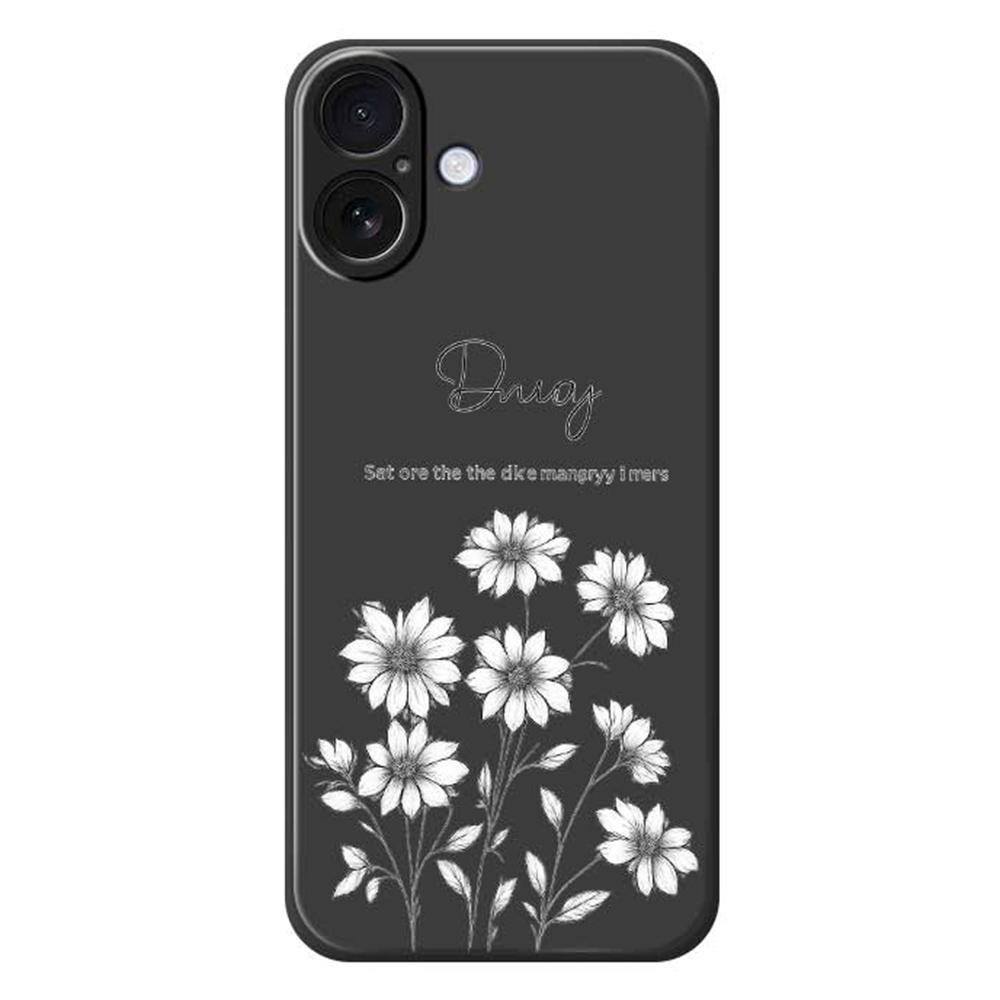 For iPhone 17 Case Sketch Flowers Pattern Printing Straight Edge TPU Phone Back Cover