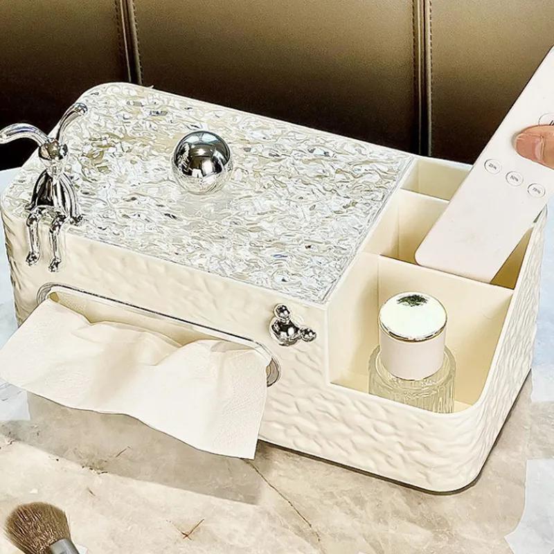 Multi Functional Tissue Box Living Room Paper Box High End Light Luxury Home Coffee Table High End Feeling Remote Control Storage Boxa344