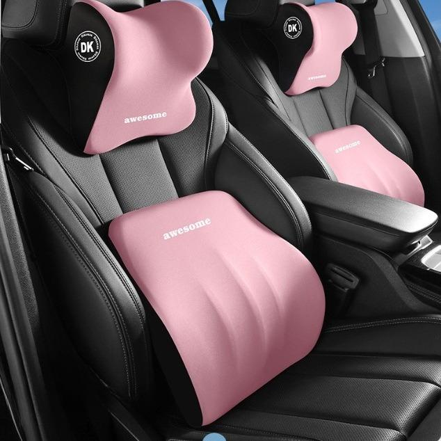 Set di 1/2 Pezzi Cuscino per Poggiatesta e Supporto Lombare per Auto in Schiuma Memory per Sedia da Ufficio Sollievo dalla Fatica Cuscino da Viaggio