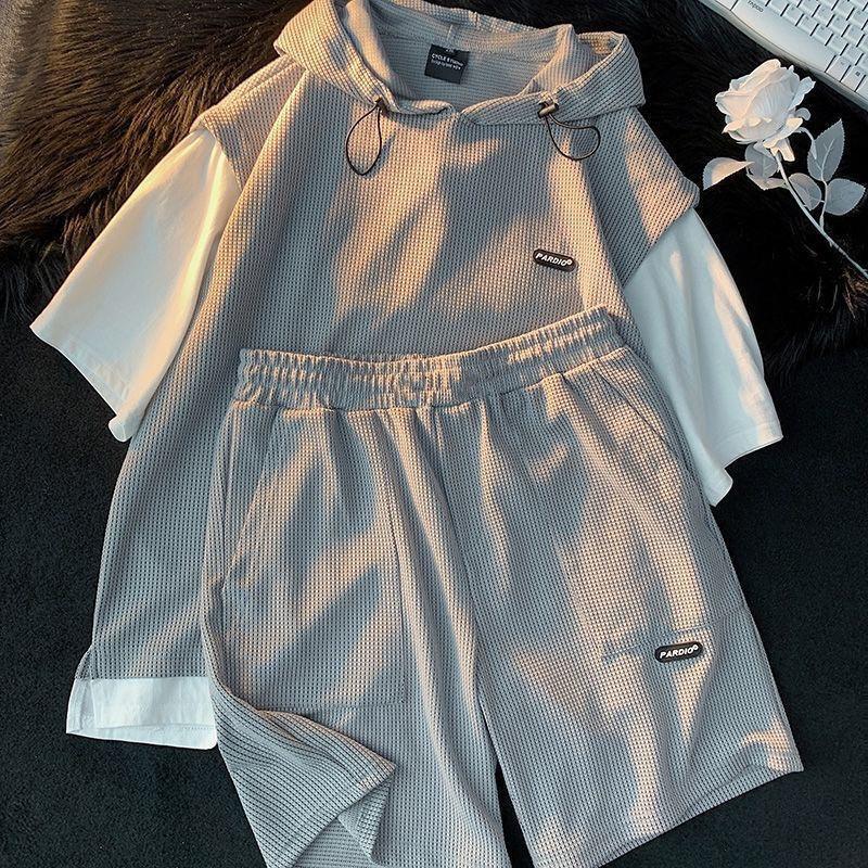 Men's Set Summer Plus Size Sports Running Set Short Sleeve + Shorts 2 Piece Set