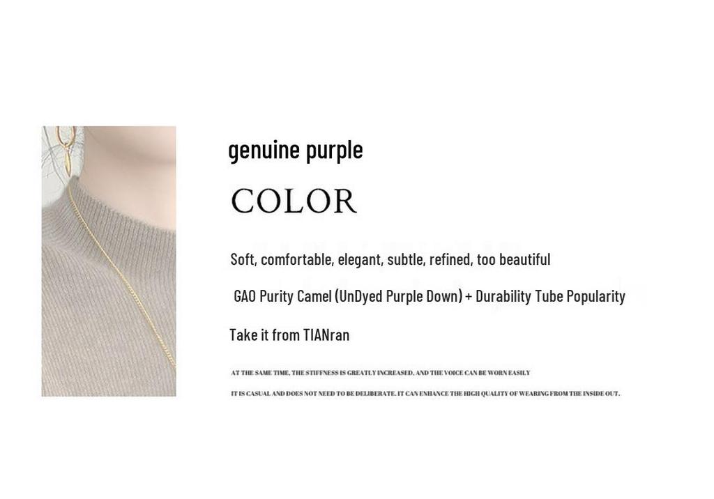 Women's Cashmere Wool Slim-Fit Knit Top - Half-High Neck, Seamless, Autumn/Winter Versatile Sweater