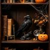 Gotische Krähenfigur Realistische Schwarze Figur Harz Rabe Statue für Halloween Tischdeko Horror Thema Partyzubehör Dekoration Dunkles Gruseliges Ornament Zuhause
