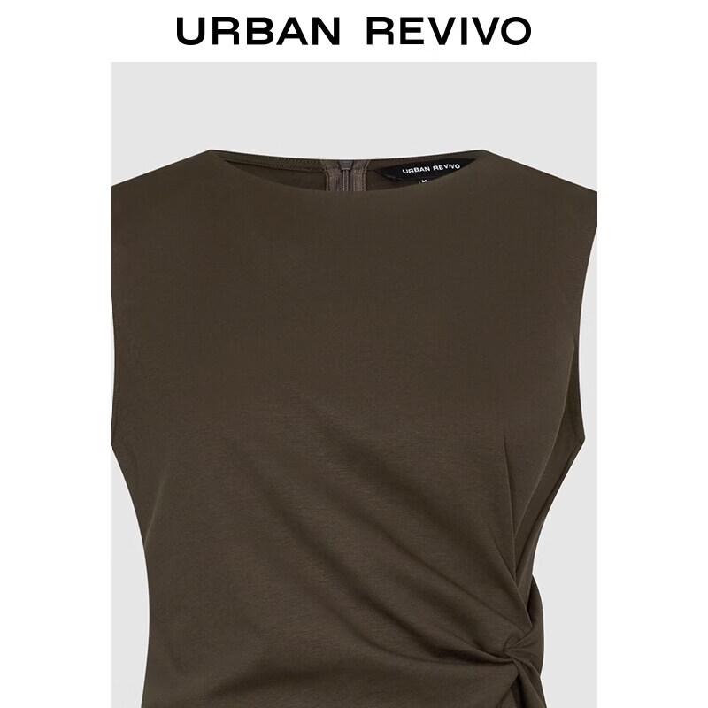 UR 2026 Spring Elegant Sleeveless Twist-Waist T-shirt