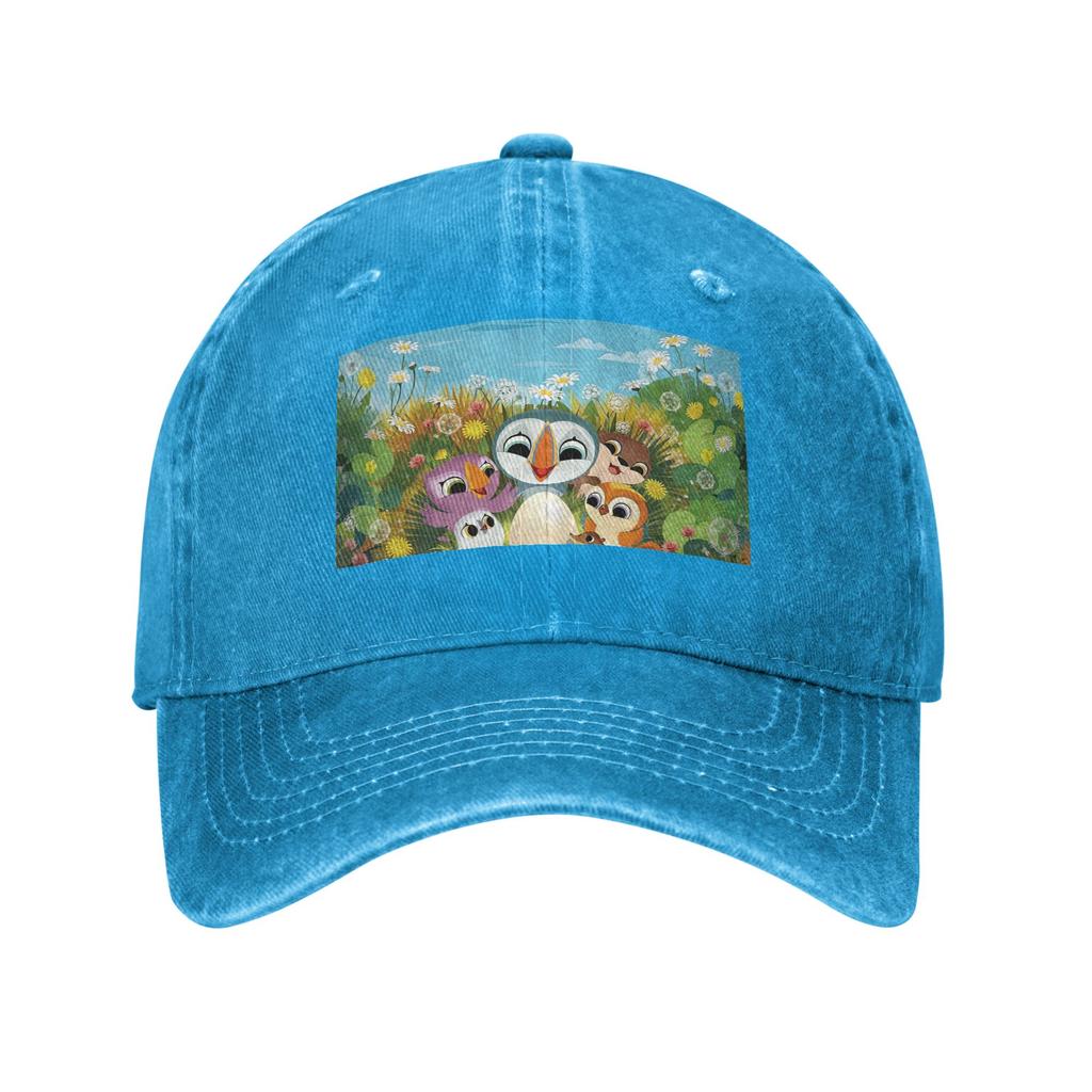 Puffin Rock Cartoon Baseball Caps Fashion Washed Denim Hats Adjustable Casquette Sports Baseball Cowboy Hat for Unisex Women