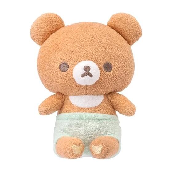 Agatsuma Rilakkuma Baby Washable Plush Toy - Chairoikoguma, Soft Touch for Babies, Diaper, Terry Cloth, Beanbag Filling