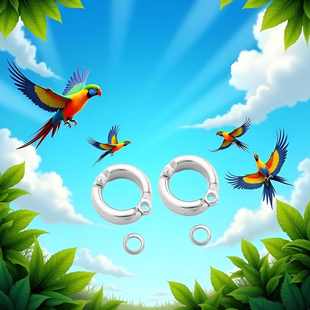 2Pcs Silver Parrot Foot Rings, Bird Leg Rings Metal Bird Foot Ring Outdoor Fly Training Parrot Leg Bands Birds Opening Clip(Inner Diameter 5.5 mm),